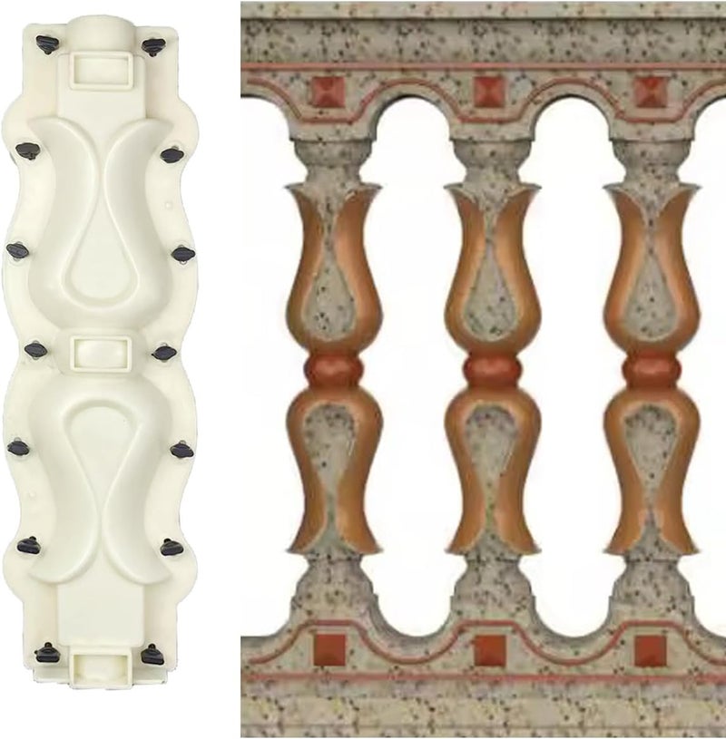 EAIVENY Prefabricated ABS Balcony Mold,Concrete Balustrade Mold Concrete Formwork for Outdoor Construction, DIY Home Improvement, Easy Installation and Reusable Design (Style 28) - Image 1